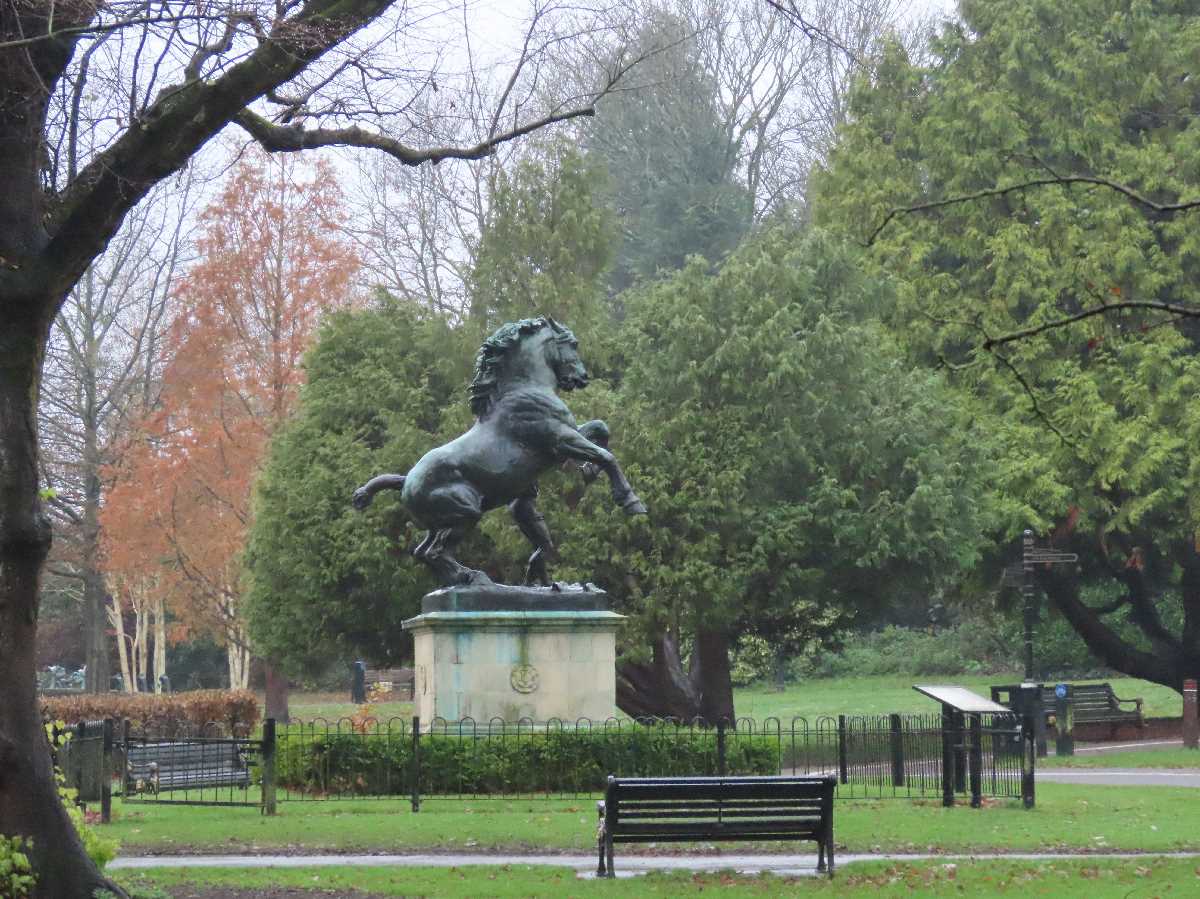 Horse and Tamer statue at Malvern Park in Solihull